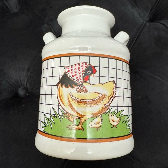 Vintage Ceramic Chicken Hen Crock Jar Jug Kitchen Utensil Holder Country Decor - Picture 2 of 8
